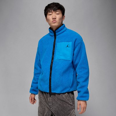 Jordan Flight Men's High-Pile Shearling Jacket - Photo Blue/Black - Size XS