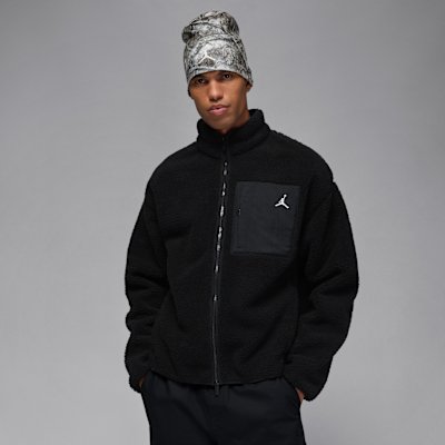 Jordan Flight Men's High-Pile Shearling Jacket - Black/White - XS