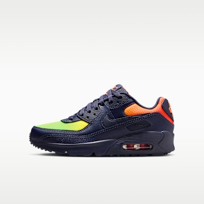 Nike Air Max 90 LTR Older Kids' Shoes - Lemon Venom/Hyper Crimson/Laser Orange/Blackened Blue - Size 3.5Y