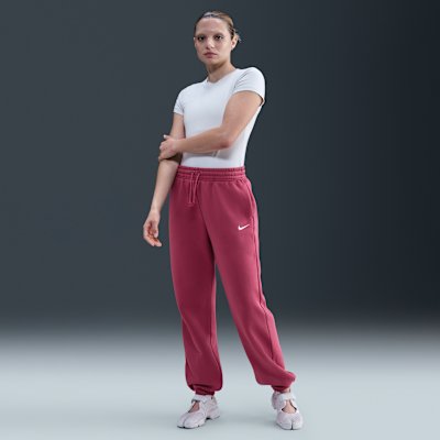 Nike Sportswear Phoenix Fleece Women's High-Waisted Oversized Tracksuit Bottoms - Sweet Beet/Sail - XS