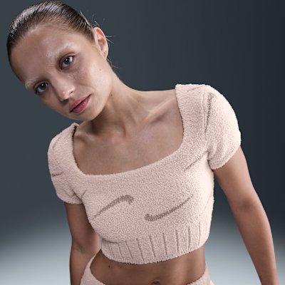 Nike Sportswear Phoenix Bouclé Cropped Knit Top - Silt Red/Malt - XS
