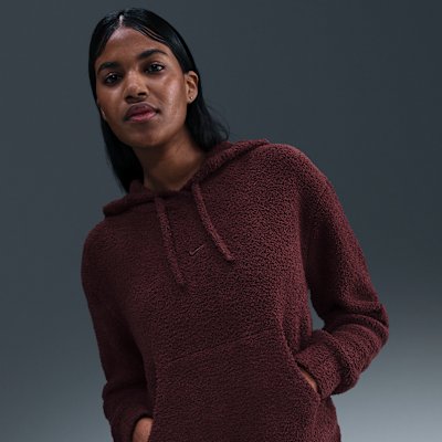 Nike Sportswear Phoenix Cosy Bouclé Women's Loose Knit Hoodie - Burgundy Crush - XS