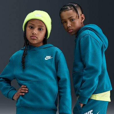 Nike Sportswear Club Fleece Kids' Hoodie - Green Abyss/White - XS