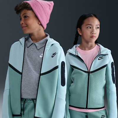Nike Tech Fleece Kids' Full-Zip Hoodie - Light Silver/Cannon/Black/Black - XS