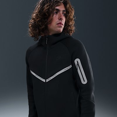 Nike Tech Men's Full-Zip Fleece Windrunner Jacket - Black/Black - Size XS
