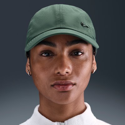 Nike Dri-FIT Club Unstructured Metal Swoosh Cap - Clay Green/Metallic Black - S/M