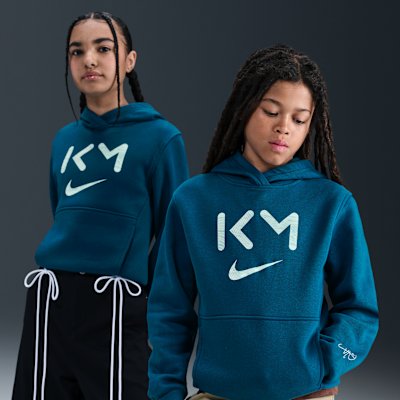 Nike Kylian Mbappé Club Fleece Dri-FIT Football Hoodie - Green Abyss/Igloo/Light Dew - XS