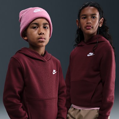 Nike Sportswear Club Fleece Older Kids' Hoodie - Dark Team Red/White - XS