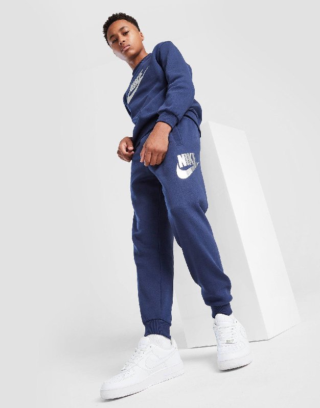 Nike Sportswear Club Fleece Older Kids' Joggers - Midnight Navy/Metallic Silver - Size XS