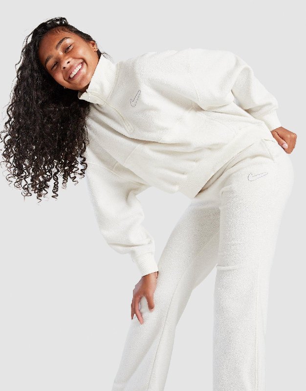 Nike Sportswear Older Girls' Long-Sleeve Fleece Top - Soft Pearl/White - Size XS