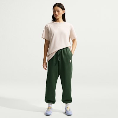 Nike Sportswear Phoenix Fleece Women's Oversized High-Waisted Graphic Trousers - Fir/Alabaster - Size XS