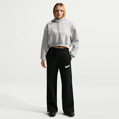 Nike Sportswear Phoenix Fleece Women's High-Waisted Wide-Leg Logo Trousers - Black/Summit White - Size XS
