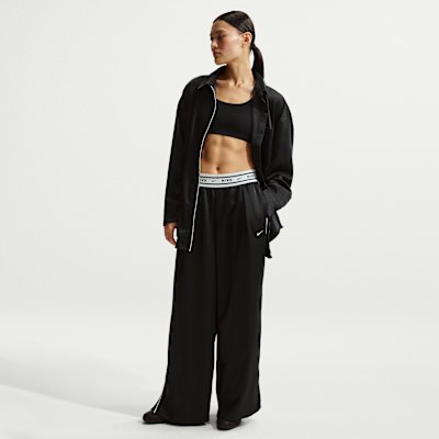 Nike Sportswear Women's Loose Mid-Rise Satin Trousers - Black/Sail - Size XS