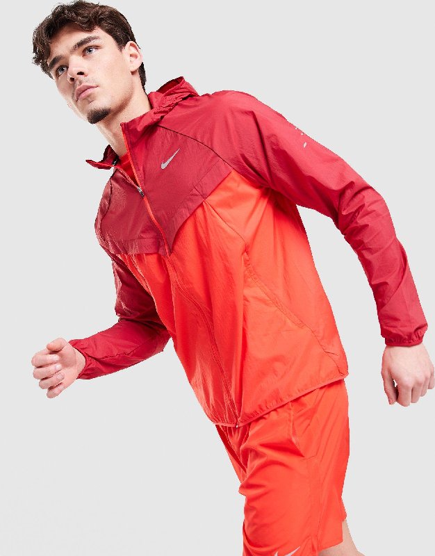Nike Stride Men's Repel UV Running Jacket - Team Crimson/Light Crimson - Size S