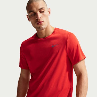 Nike Miler Men's Dri-FIT UV Short-Sleeve Running Top in Light Crimson - Size S