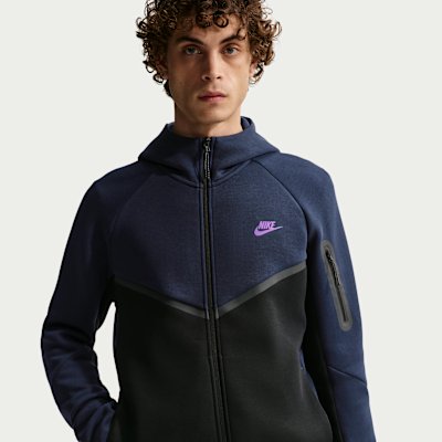 Nike Tech Men's Fleece Windrunner Full-Zip Jacket - Obsidian/Black/Bright Violet - XS
