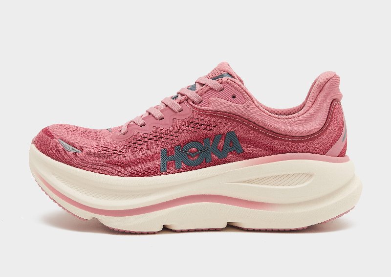 HOKA Bondi 9 Women's Running Shoes in Lingonberry and Cranberry
