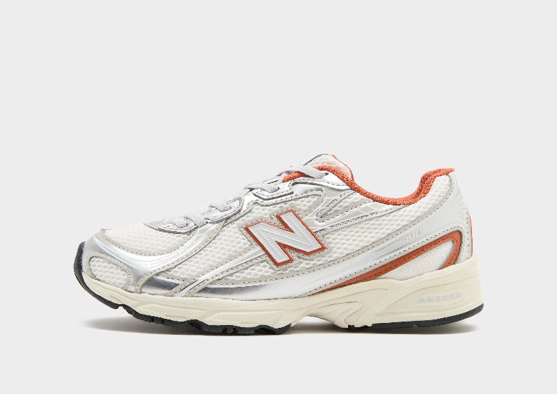 New Balance 740 Bungee Lace Children's Trainers in Sea Salt with Silver and Orange Accents