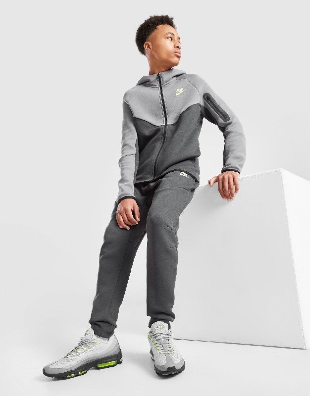 Nike Sportswear Tech Fleece Older Kids' Joggers - Anthracite/Black/Light Liquid Lime - Size XS