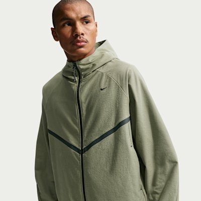 Nike Tech Men's Shori-Knit Full-Zip Windrunner Jacket - Silver Sage/Black - XS