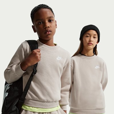 Nike Sportswear Club Fleece Older Kids' Sweatshirt - Cream II/White - XS