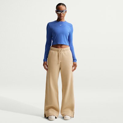 Nike Sportswear Phoenix Fleece Women's High-Waisted Wide-Leg Trousers - Linen/Sail - Size XS