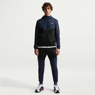 Nike Tech Men's Fleece Joggers - Obsidian/Black/Bright Violet - XS