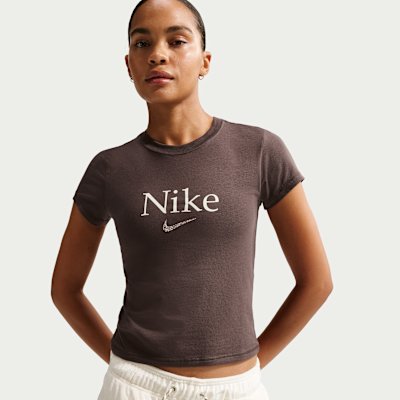Nike Sportswear Women's Cropped T-Shirt in Baroque Brown, Size XS