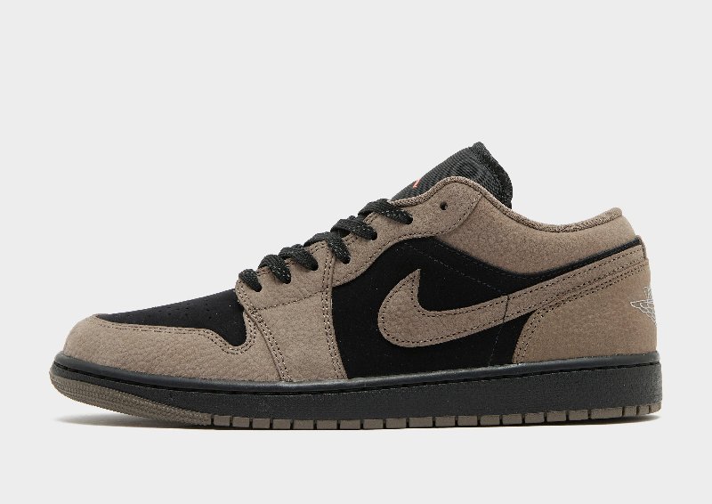 Jordan Air Jordan 1 Low SE Men's Shoes - Black/Light Wild Mango/Olive Grey - Size 7