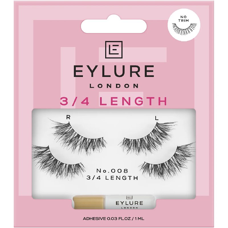Eylure 3/4 Length False Lashes No. 008 Twin Pack with Adhesive