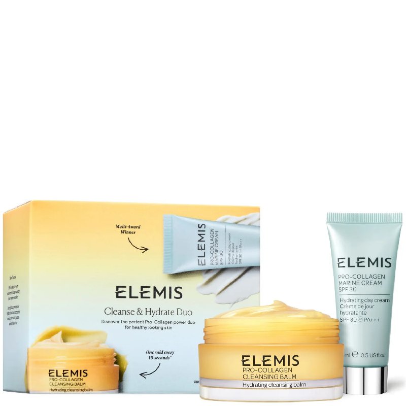 Elemis Cleanse & Hydrate Duo with Pro-Collagen Balm 50g and Marine Cream SPF30 15ml