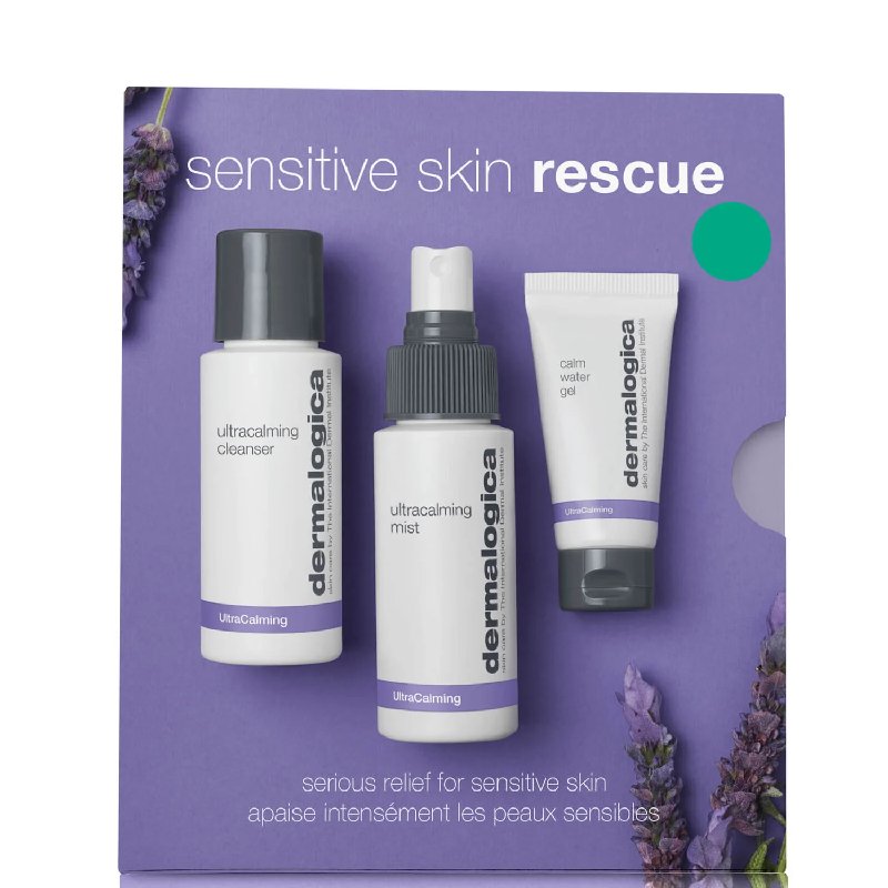 Dermalogica Sensitive Skin Rescue Kit with Ultracalming Cleanser 50ml, Mist 15ml and Calm Water Gel 15ml