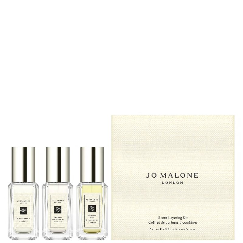 Jo Malone London Scent Layering Kit with Grapefruit, Peony & Blush Suede, and English Oak & Hazelnut Colognes 9ml Each