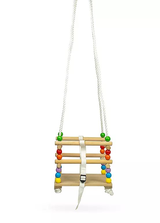 BIGJIGS Toys Cradle Swing with Beaded Sides and Adjustable Rope