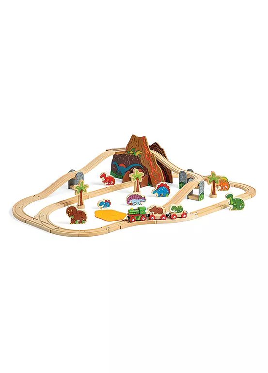 Bigjigs Rail Dinosaur Railway 49 Piece Wooden Train Set