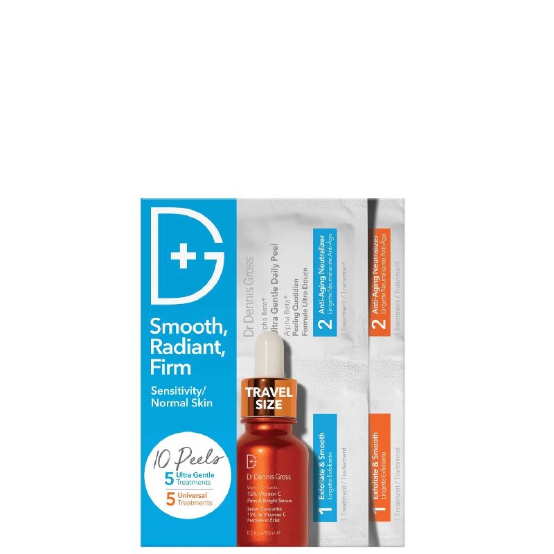 Dr Dennis Gross Smooth Radiant Firm Sensitive/Normal Skin Kit with Peels and Vitamin C Serum