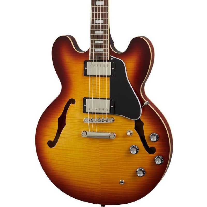 Epiphone Inspired by Gibson ES-335 Figured Semi-Hollow Electric Guitar in Raspberry Tea Burst