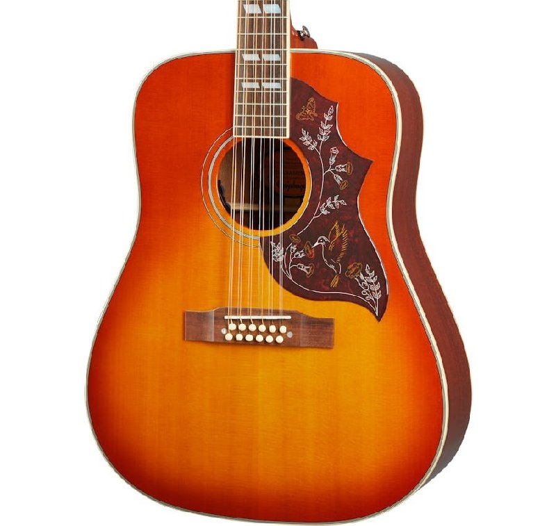 Epiphone Inspired By Gibson Hummingbird 12-String Acoustic Guitar in Aged Cherry Sunburst Gloss