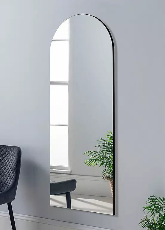 Yearn Minimal Large Floor Arch Mirror Black 150x60cm