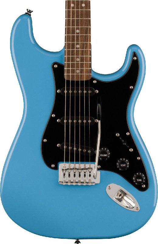 Squier Sonic Stratocaster Electric Guitar with Laurel Fingerboard, Black Pickguard in California Blue