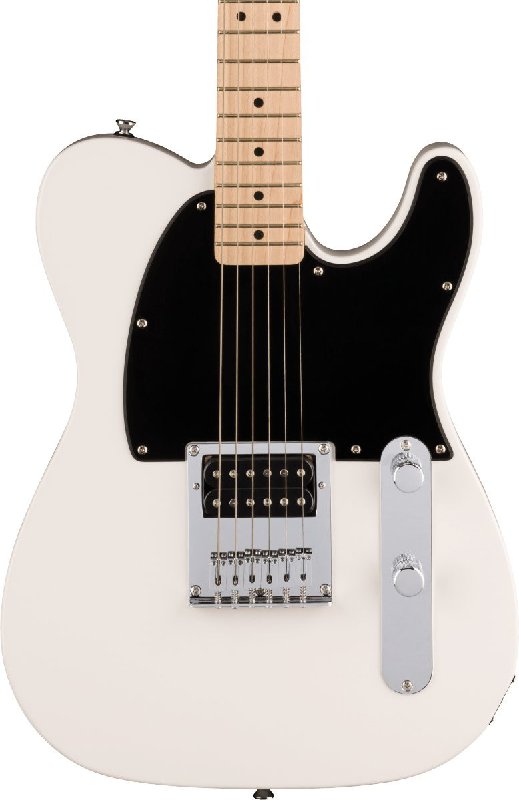Squier Sonic Esquire H Electric Guitar, Arctic White with Maple Fingerboard and Black Pickguard