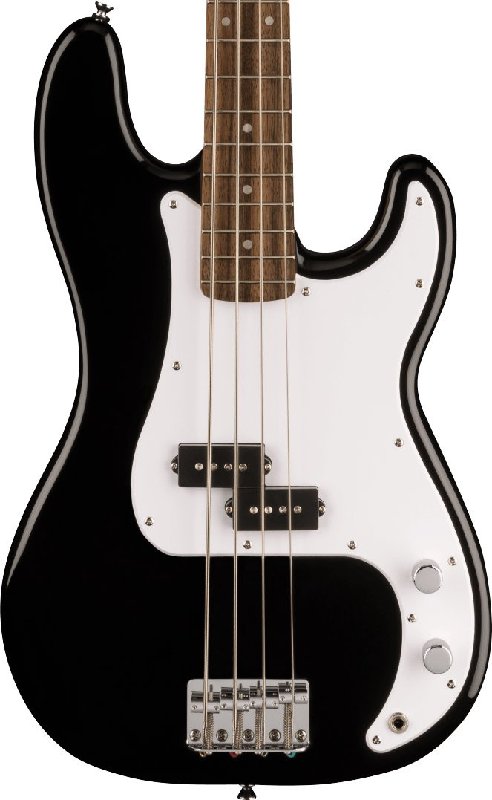 Squier Sonic Precision Bass Guitar with Laurel Fingerboard, White Pickguard, Black Finish