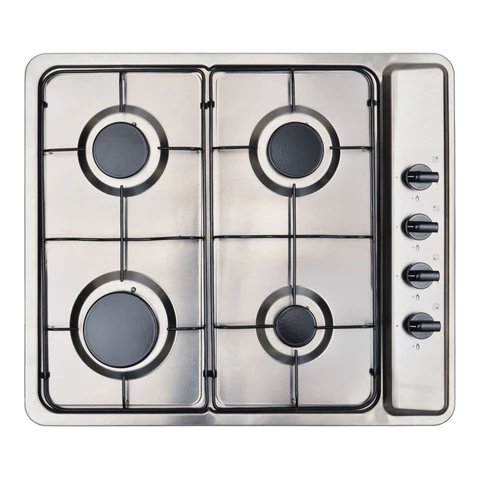 Montpellier MGB60X Stainless Steel 4-Burner Gas Hob, 58cm, LPG Convertible