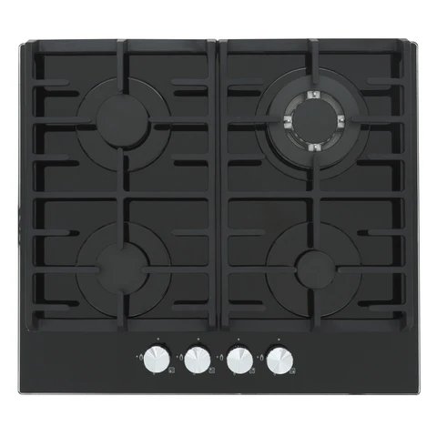 Montpellier MGH61BG Black 60cm Gas on Glass Hob with 4 Burners and Wok Burner