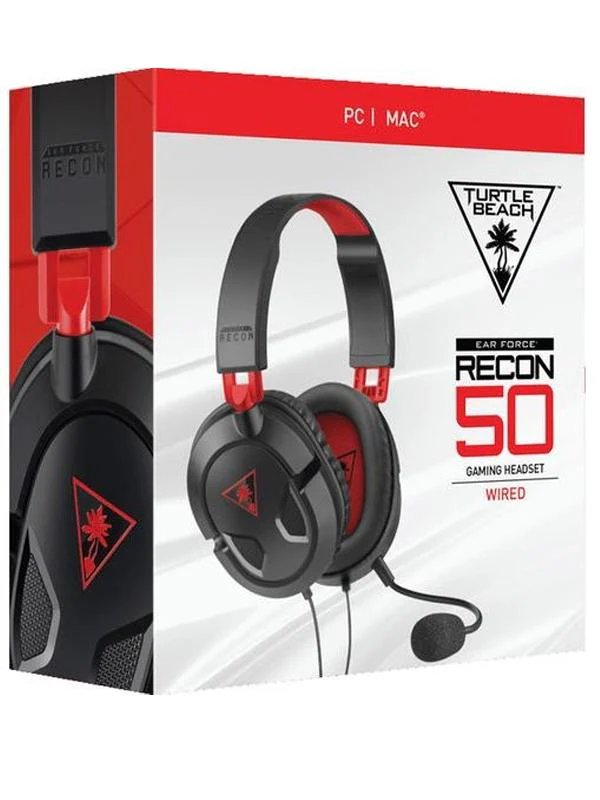 Turtle Beach Recon 50 Black & Red Gaming Headset for PC, Mac, Xbox, PlayStation