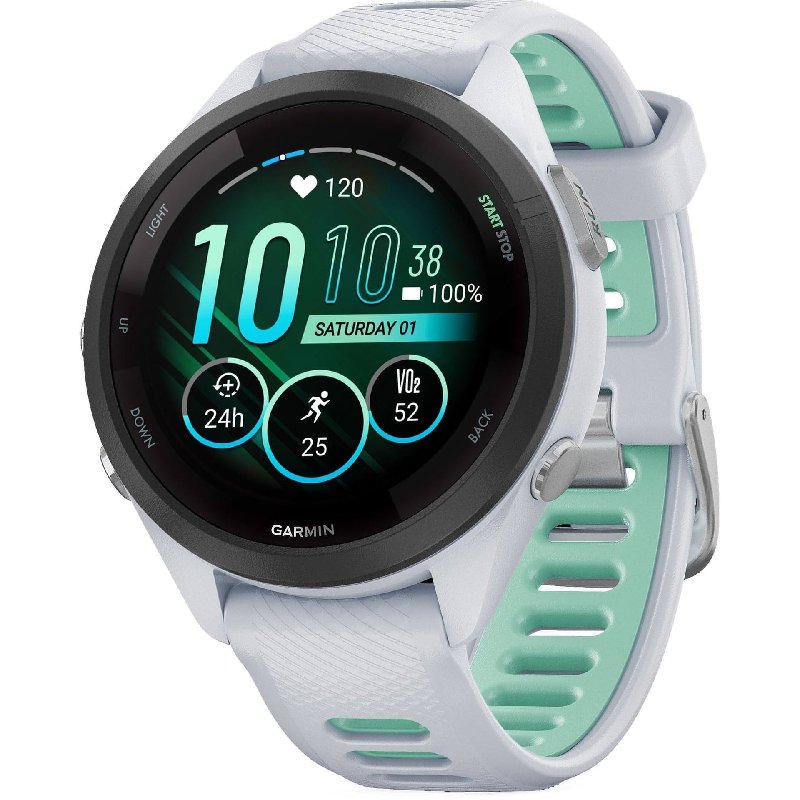Garmin Forerunner 265S Music GPS Watch - White/Turquoise