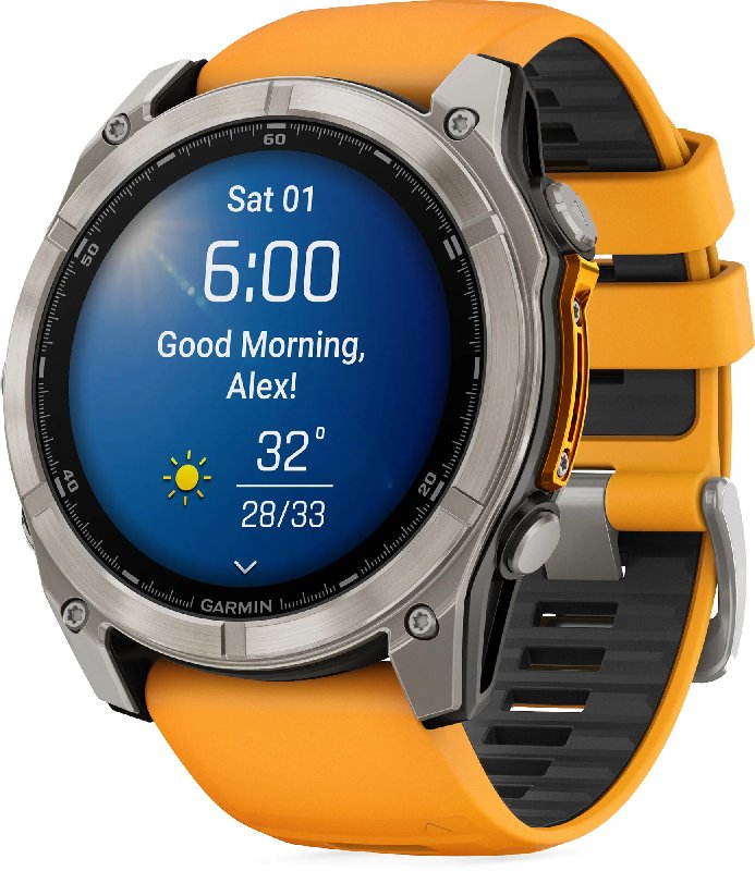 Garmin Fenix 8 51mm Titanium & Orange Silicone Strap Smartwatch
