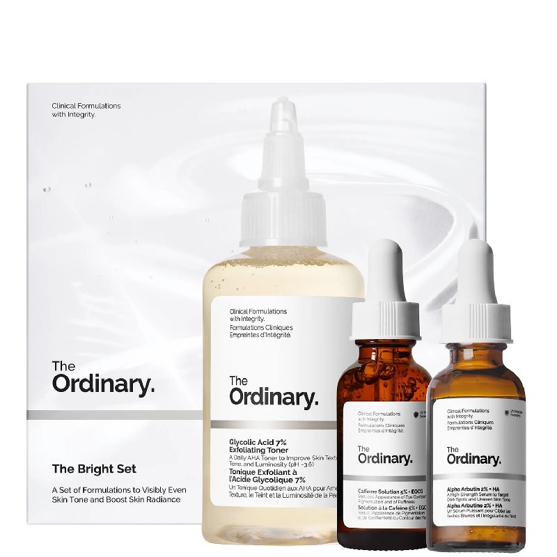 The Ordinary Bright Set with Glycolic Acid Toner, Alpha Arbutin and Caffeine Solution