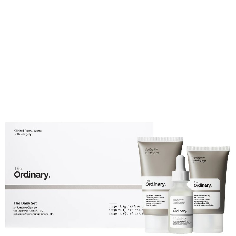 The Ordinary The Daily Set with Squalane Cleanser 50ml, Hyaluronic Acid 2% + B5 30ml, Natural Moisturising Factors + HA 30ml