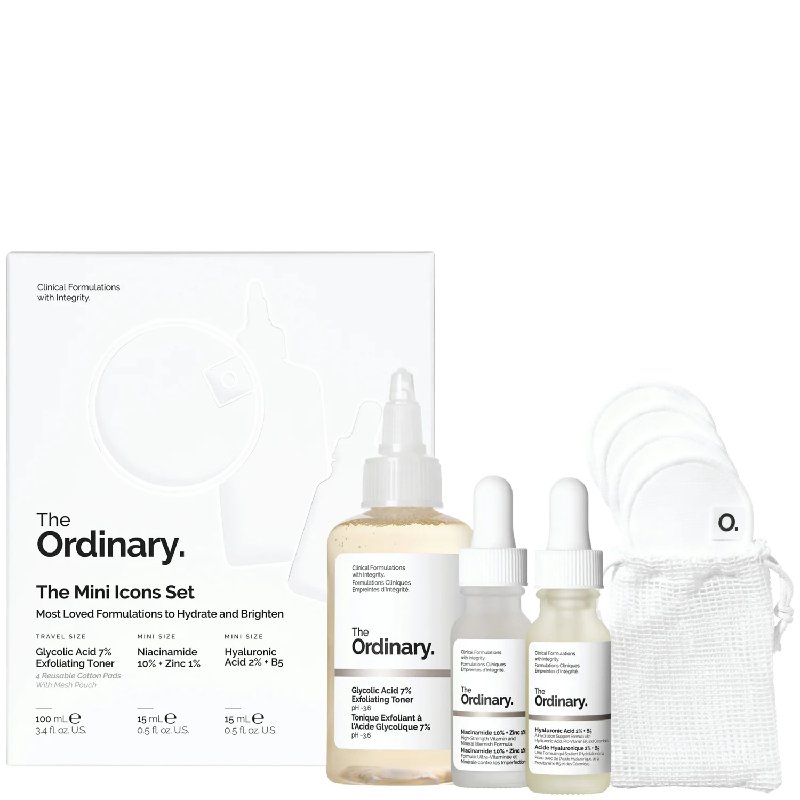 The Ordinary Mini Icons Limited Edition Skincare Gift Set with Glycolic Acid Toner 100ml